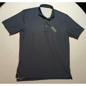 Turtleson Barron Performance Polo Shirt Mens L Large Black Martini Glass Print